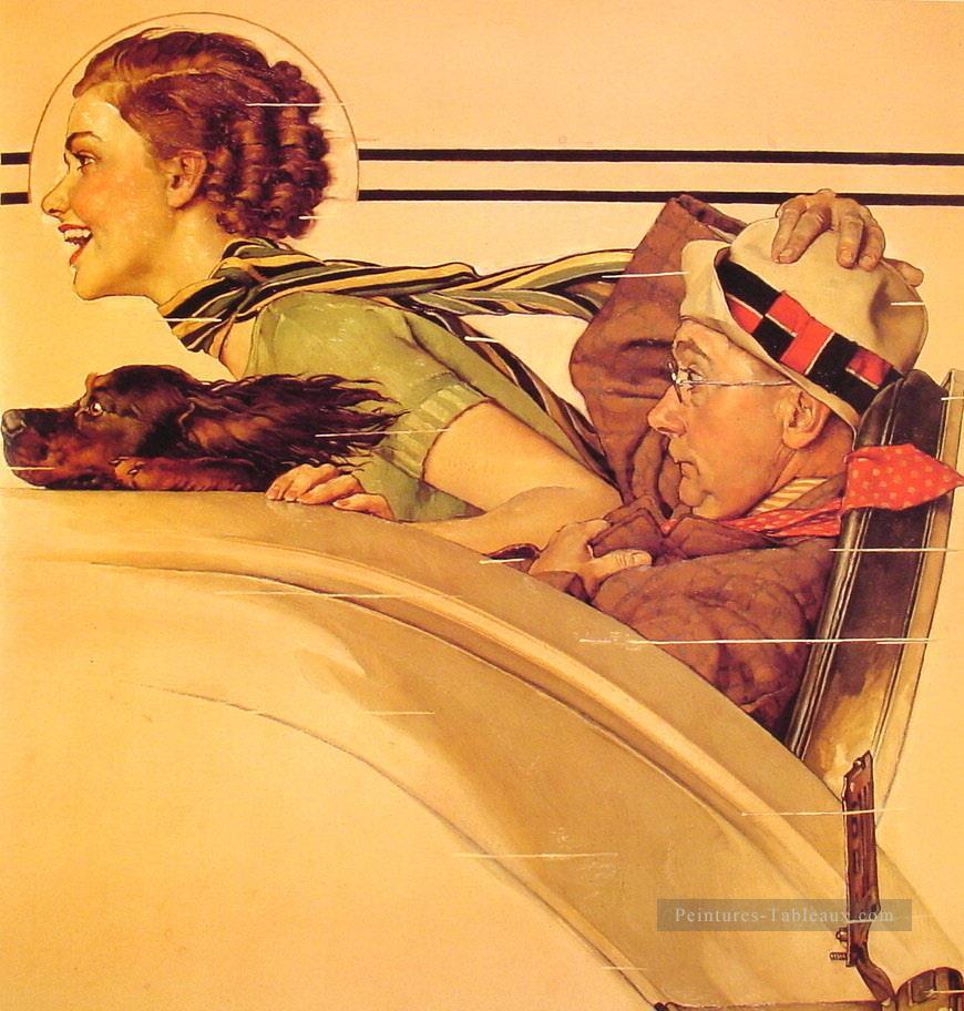 ランブルシートのカップル 1935年 ノーマン・ロックウェル油絵